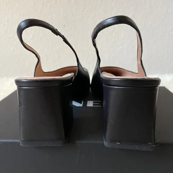 Inez Coco slingback square toe block heel pump in Black Nappa size 10.5 - Picture 5 of 13